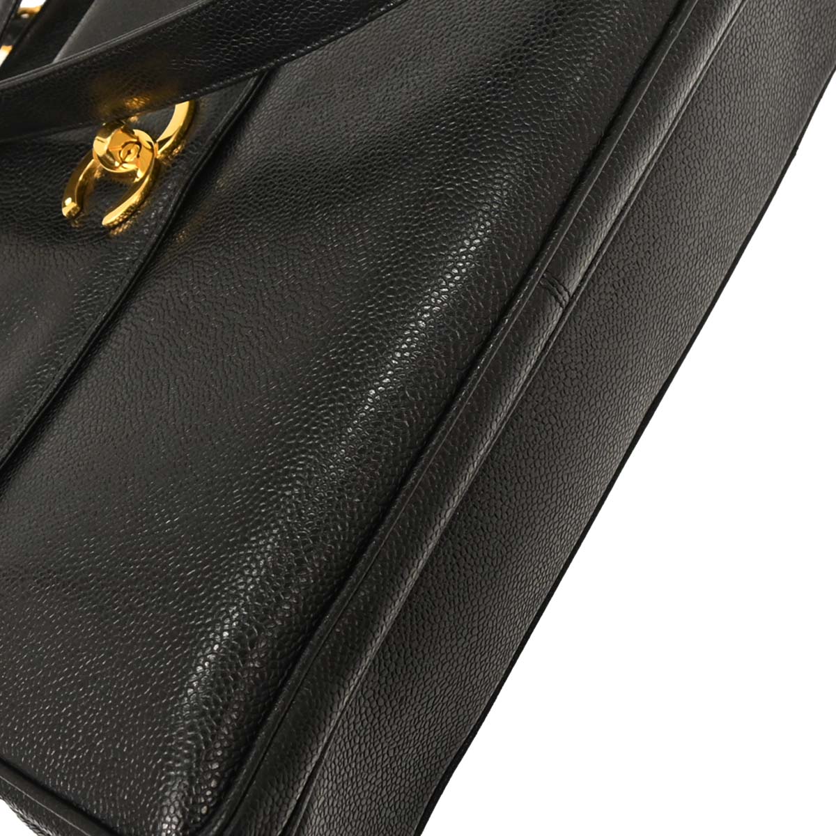 Chanel 1994-1996 Black Caviar Shoulder Tote Bag