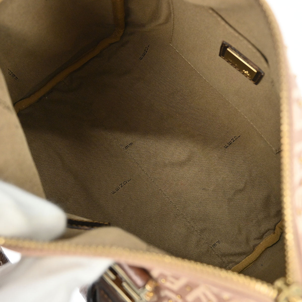 Fendi Bronze Beige Studded Zucchino Handbag