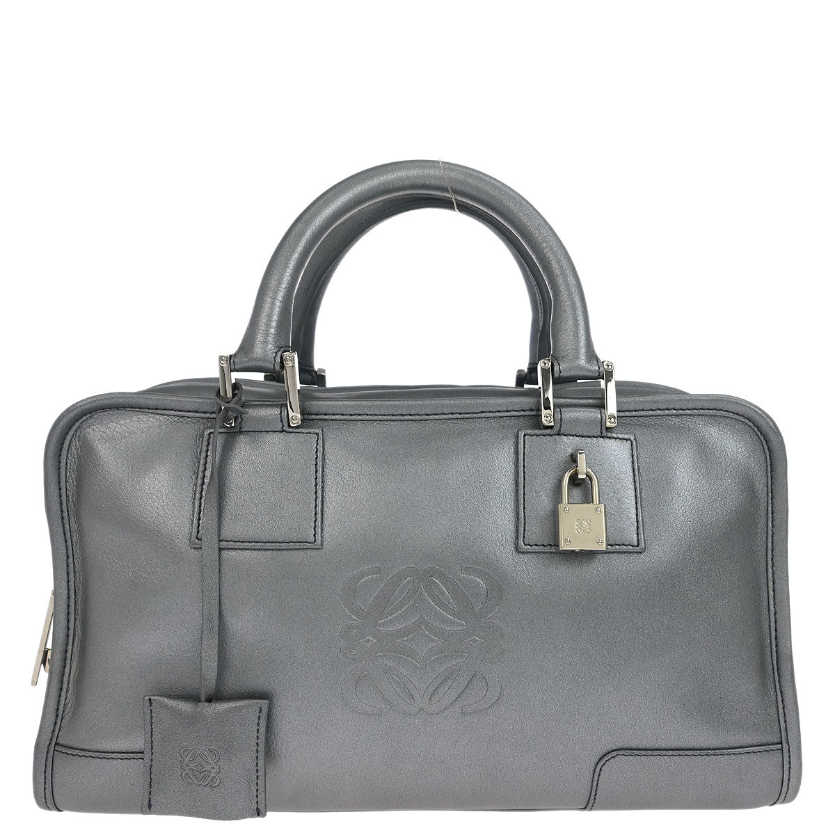 Loewe Silver Lambskin Amazona 28 Handbag