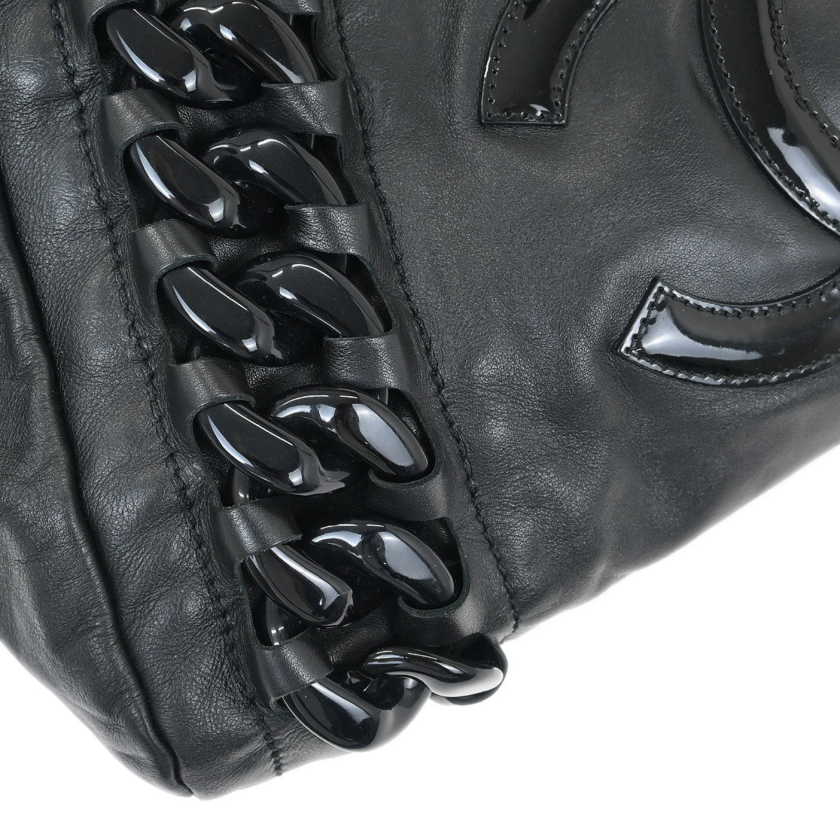 Chanel Black Calfskin Modern Chain Tote Bag