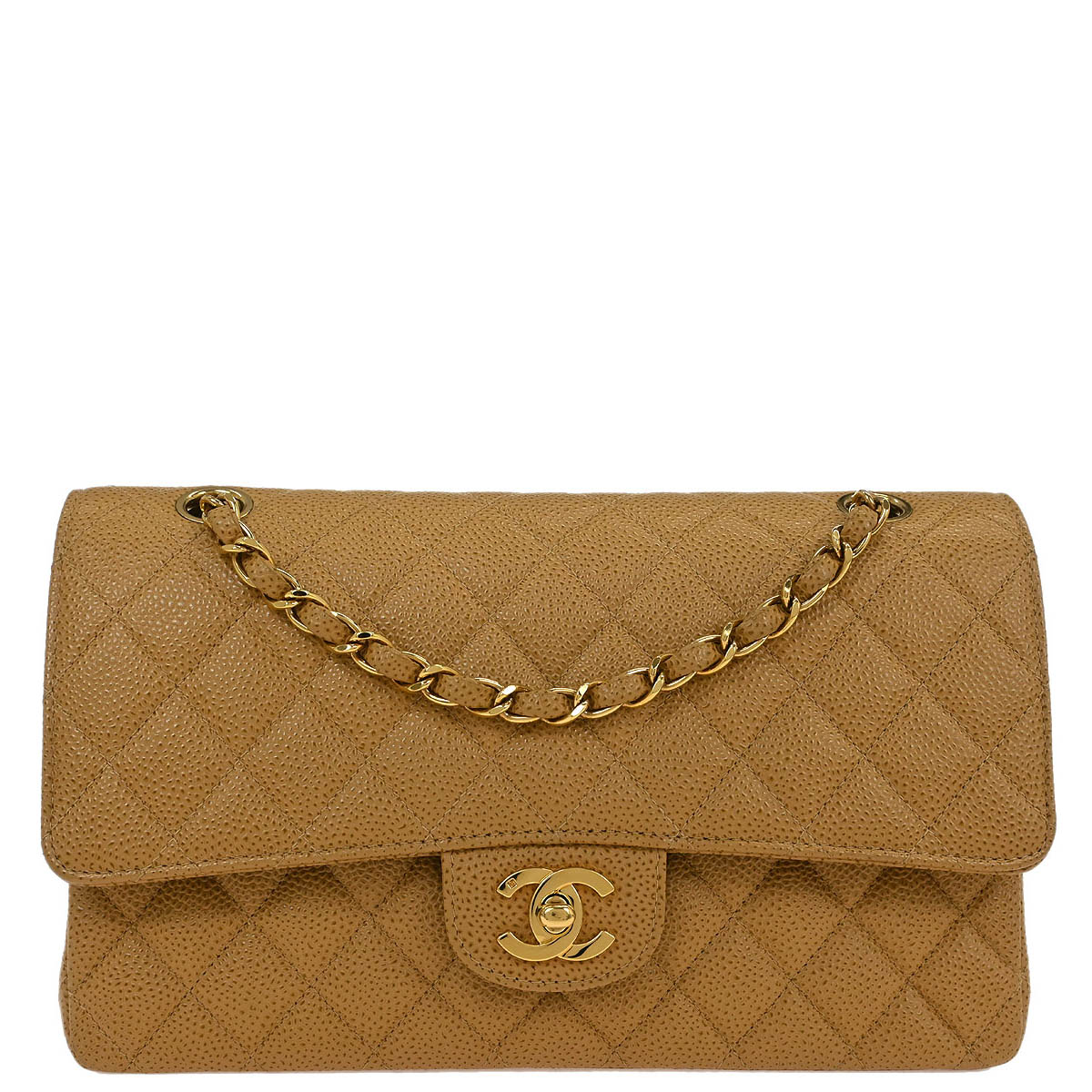Chanel Beige Caviar Medium Classic Double Flap Shoulder Bag