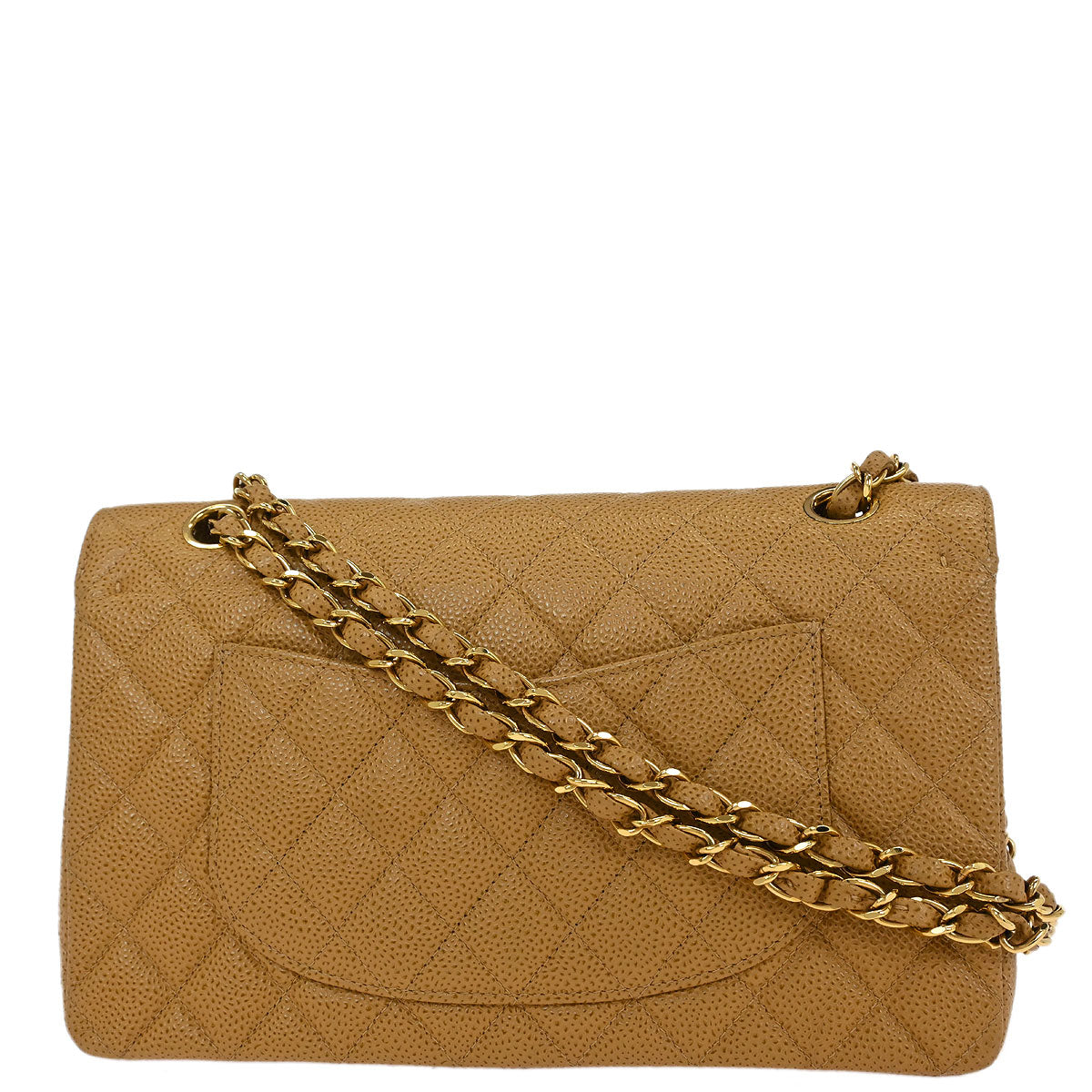 Chanel Beige Caviar Medium Classic Double Flap Shoulder Bag