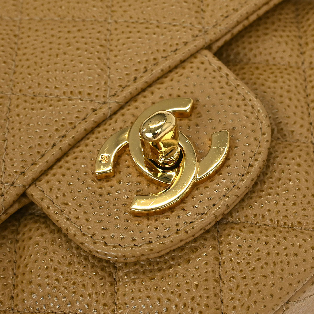 Chanel Beige Caviar Medium Classic Double Flap Shoulder Bag