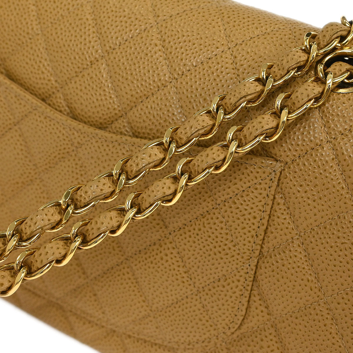 Chanel Beige Caviar Medium Classic Double Flap Shoulder Bag