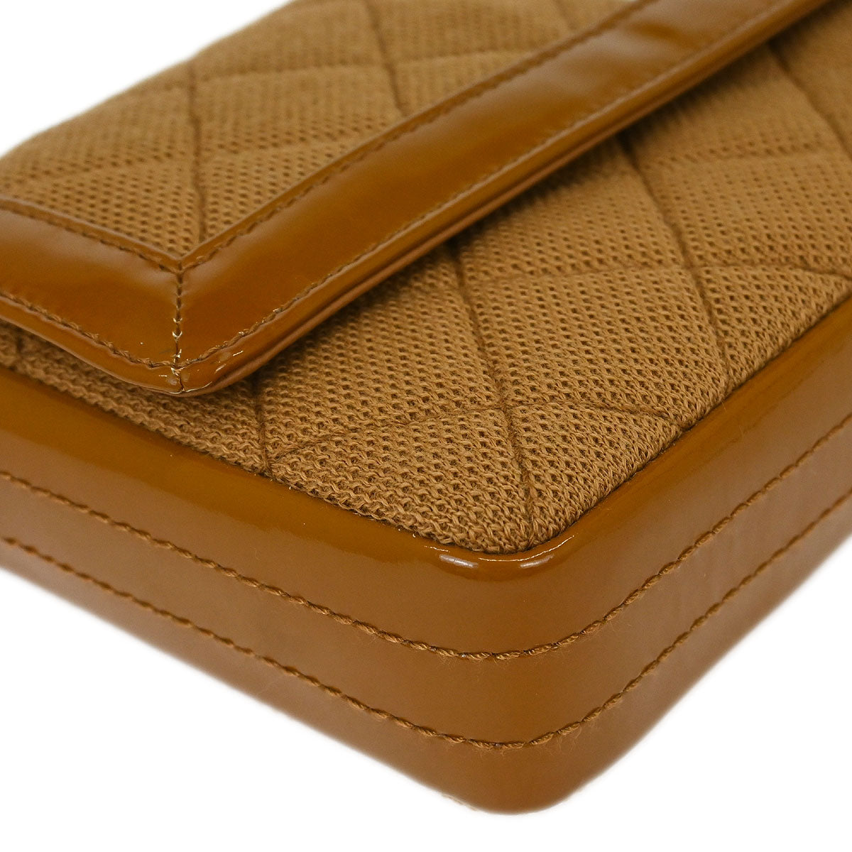Chanel Brown Cotton East West Mademoiselle Lock Shoulder Bag