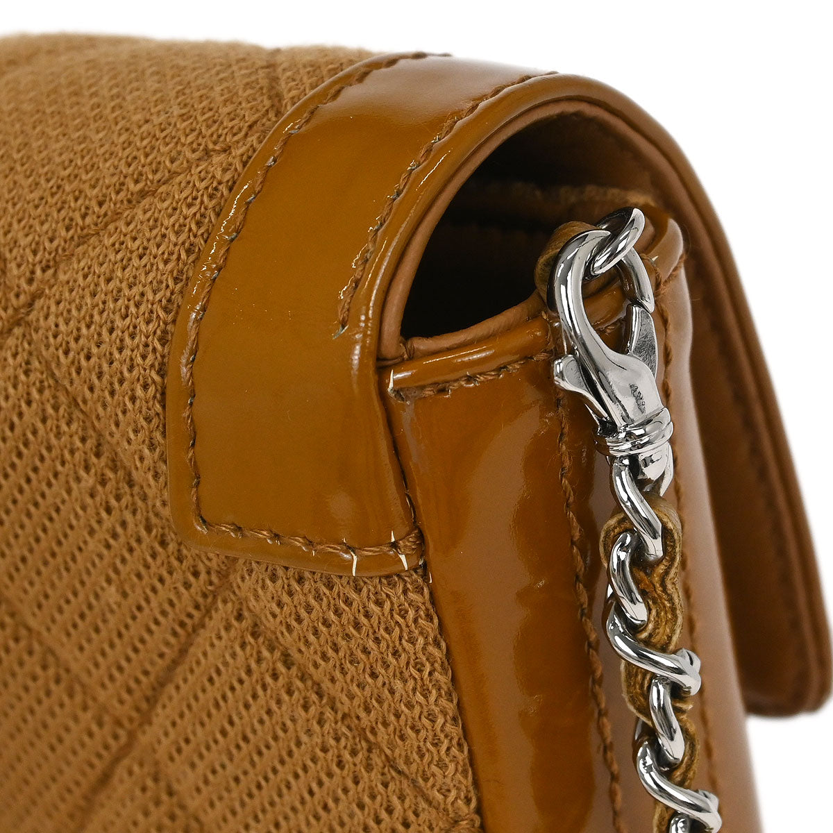Chanel Brown Cotton East West Mademoiselle Lock Shoulder Bag