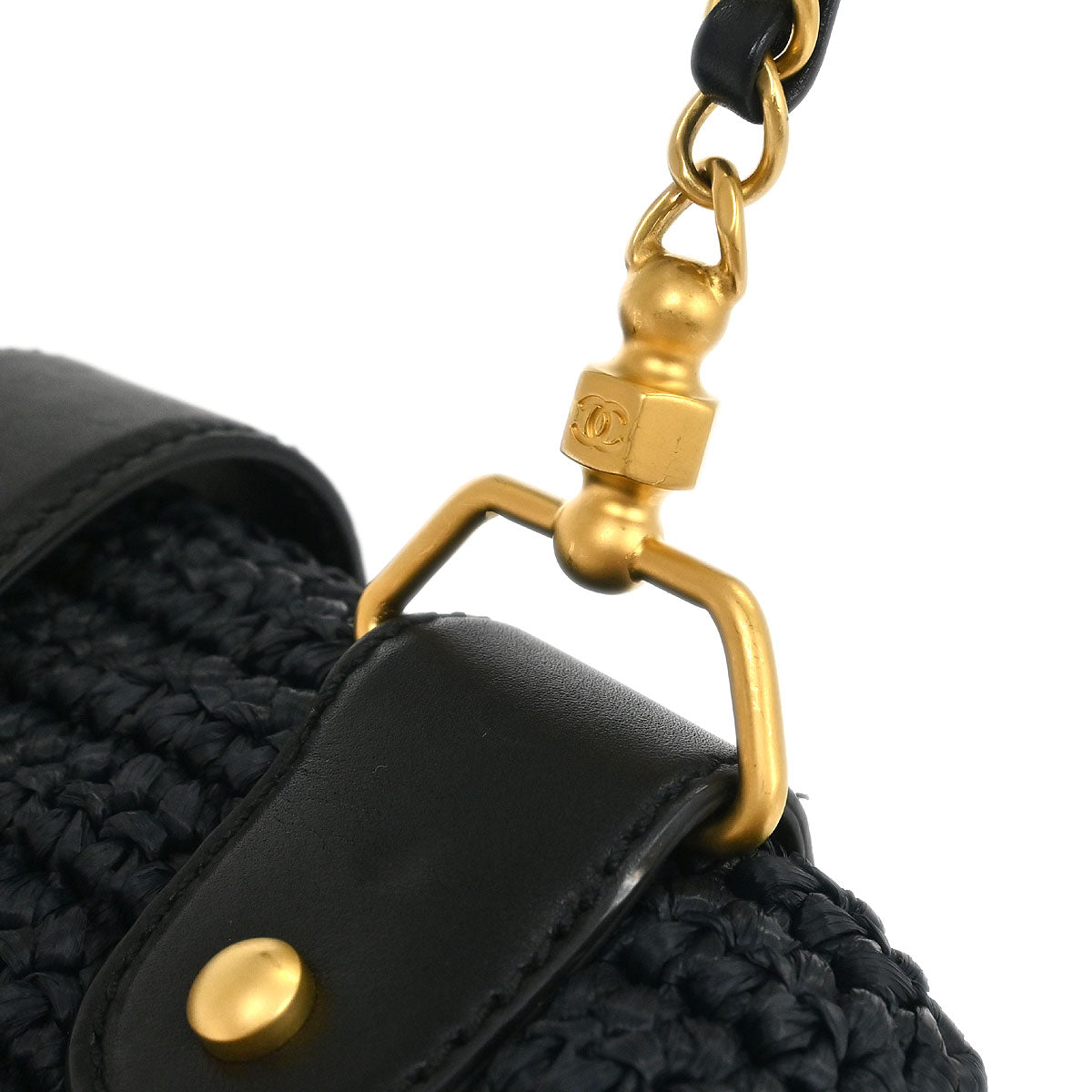 Chanel 2005-2006 Black Straw Shoulder Bag