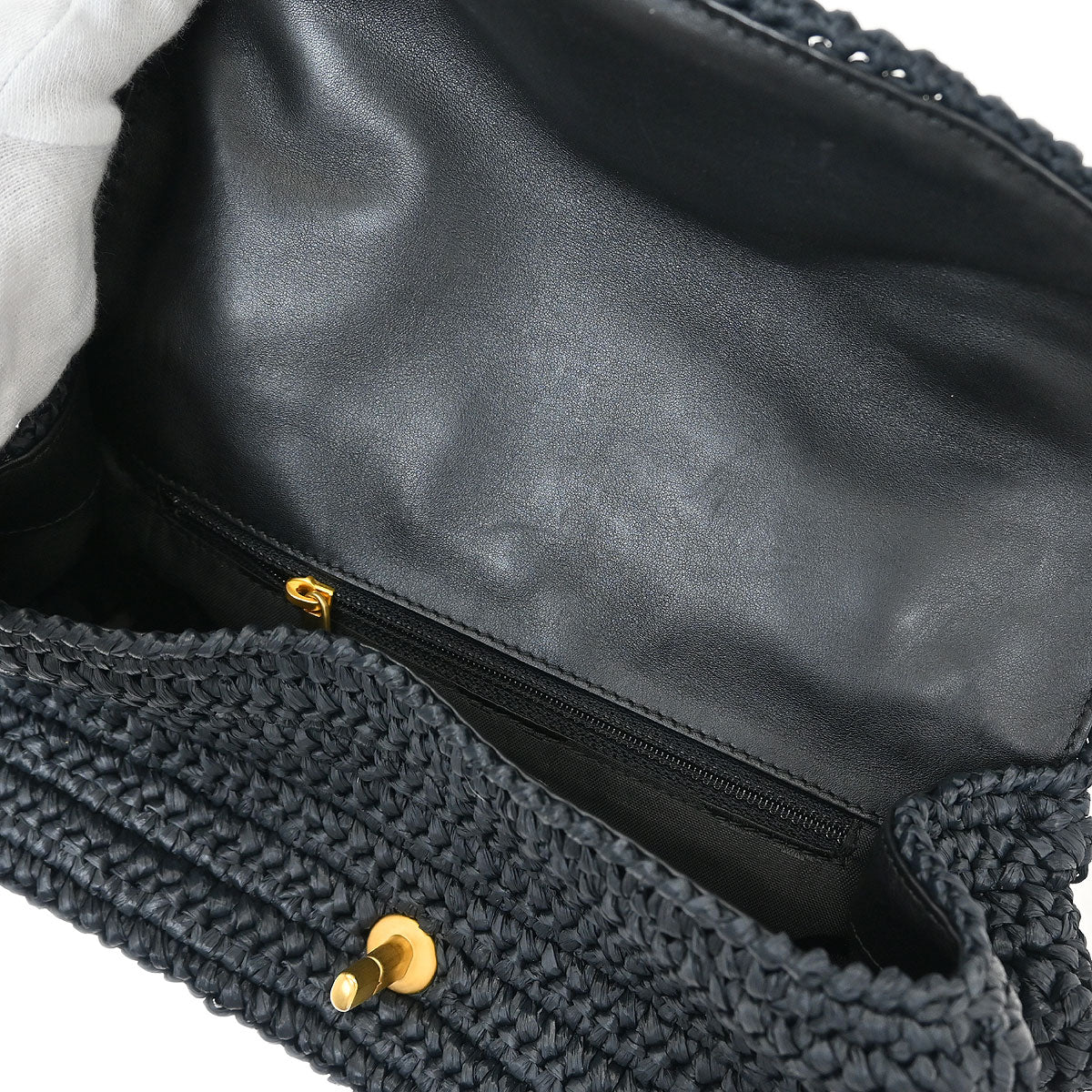 Chanel 2005-2006 Black Straw Shoulder Bag