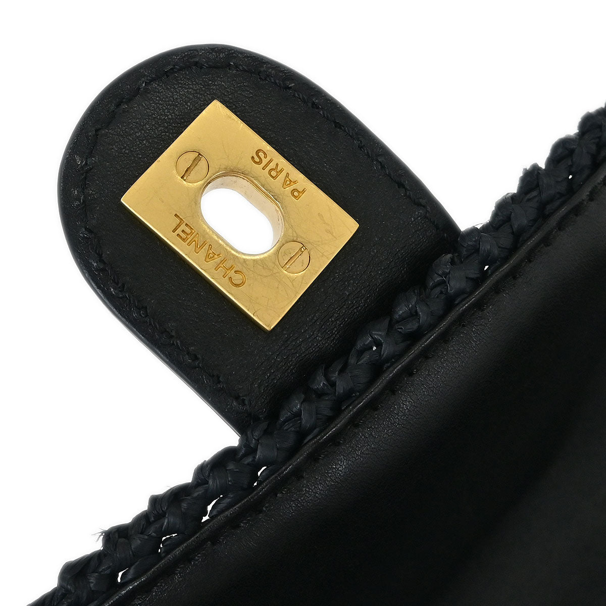 Chanel 2005-2006 Black Straw Shoulder Bag