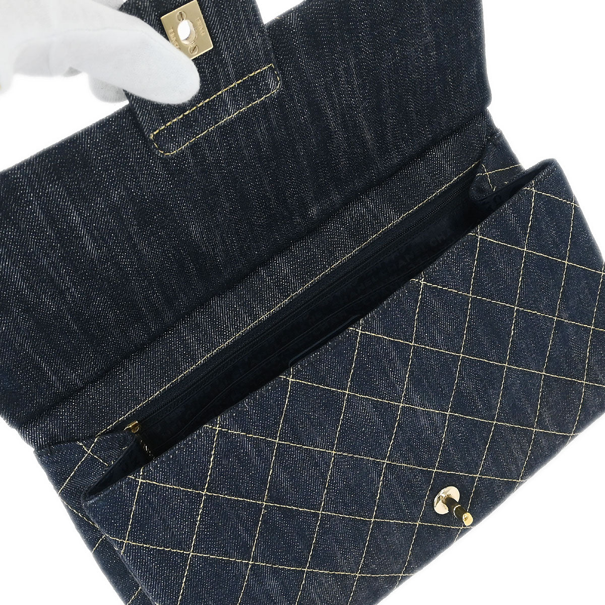 Chanel Blue Denim Single Flap Shoulder Bag