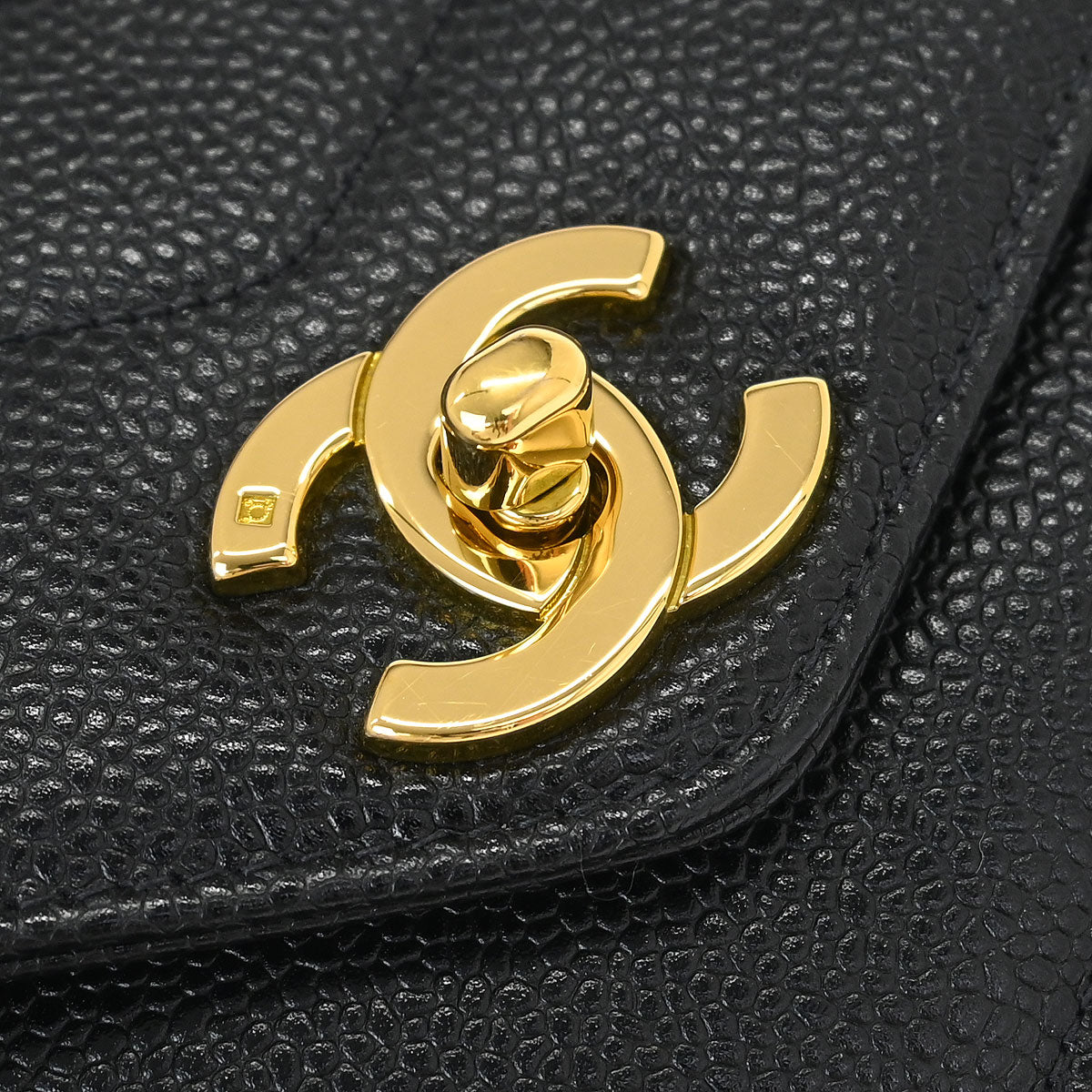 Chanel Black Caviar Chevron Single Flap Shoulder Bag