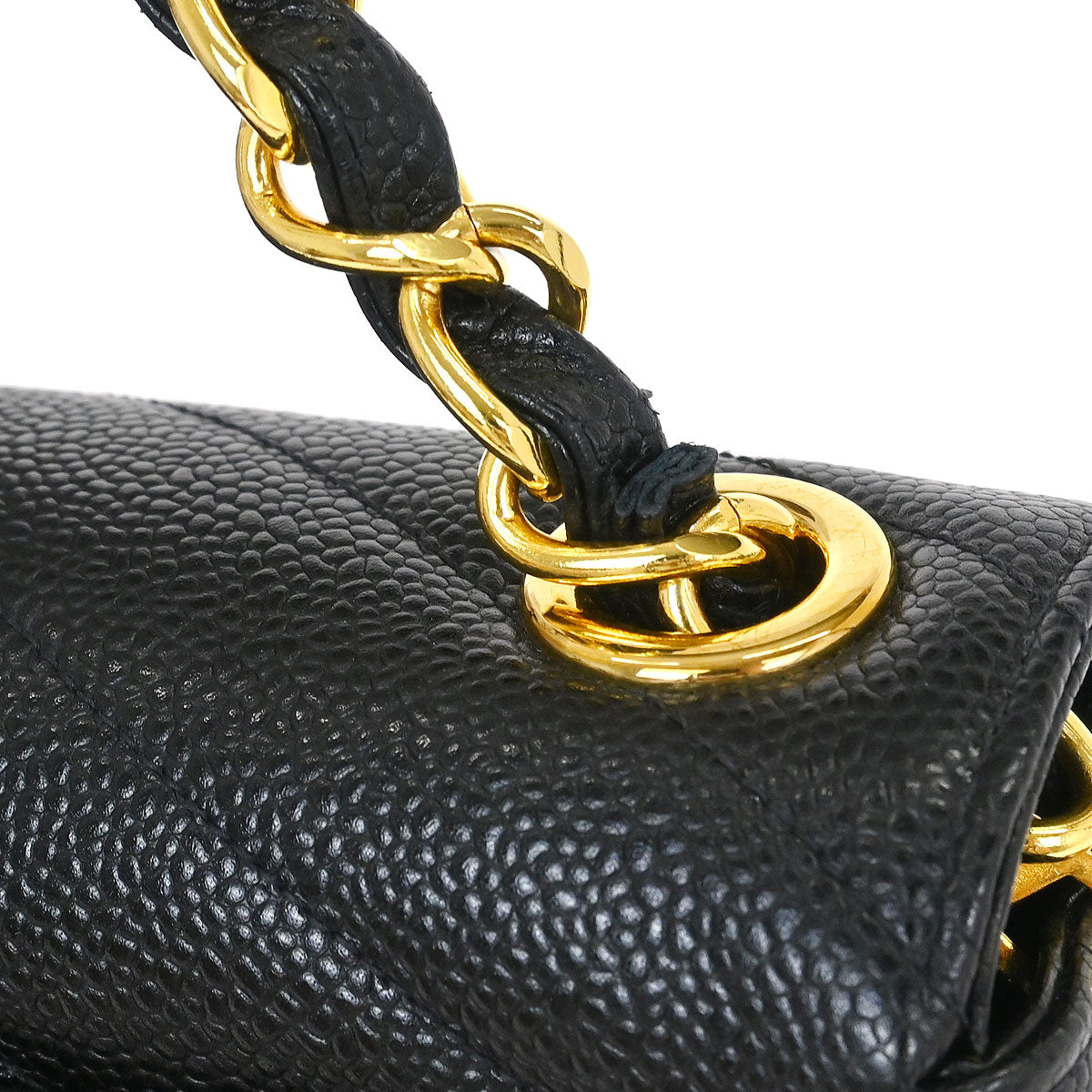 Chanel Black Caviar Chevron Single Flap Shoulder Bag