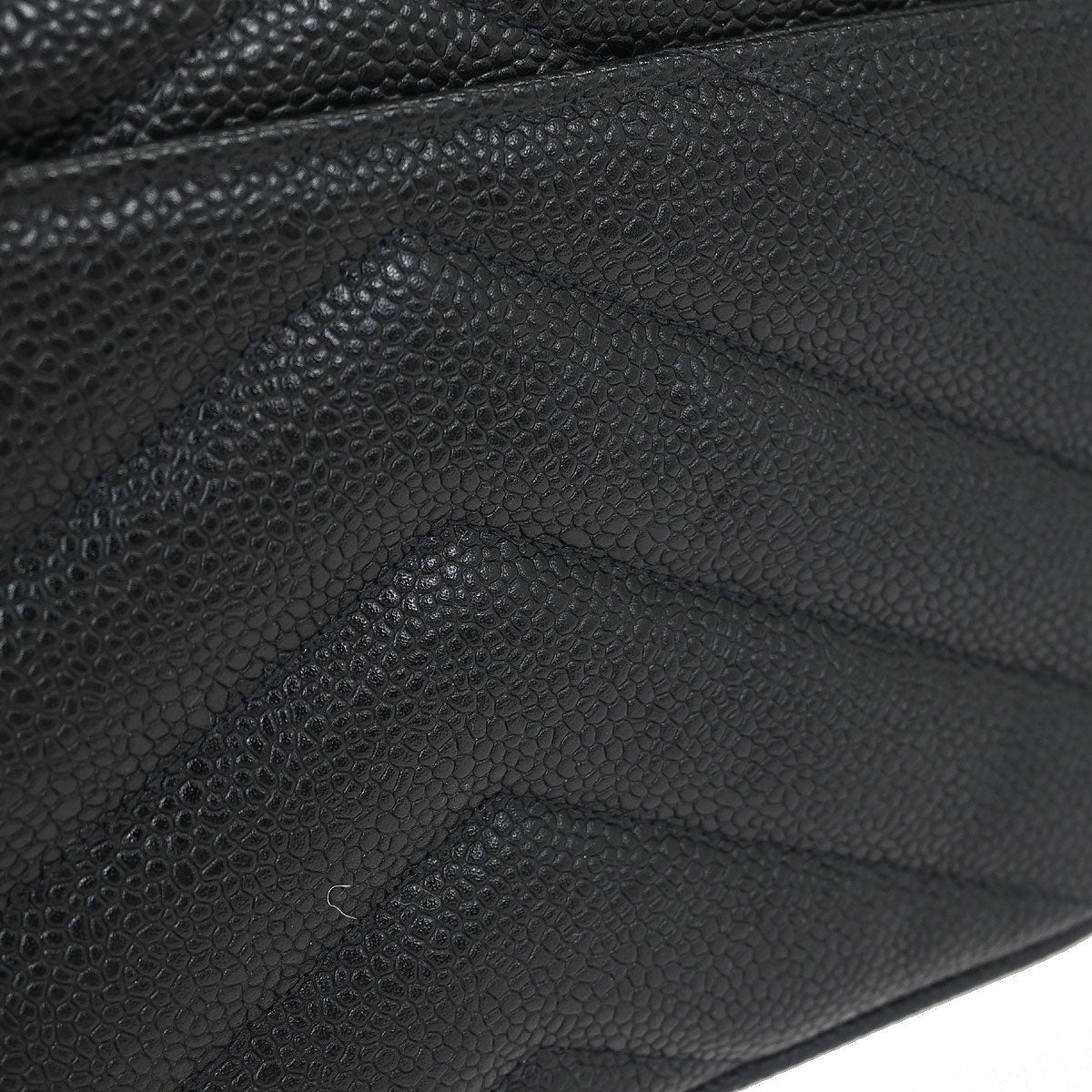 Chanel Black Caviar Chevron Single Flap Shoulder Bag