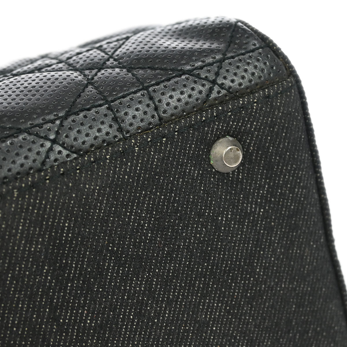 Christian Dior Black Denim Lambskin Malice Cannage Handbag