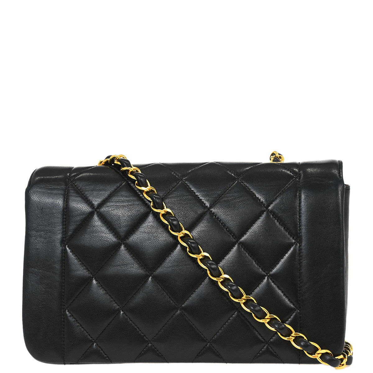 Chanel 1991-1994 Black Lambskin Small Diana Shoulder Bag