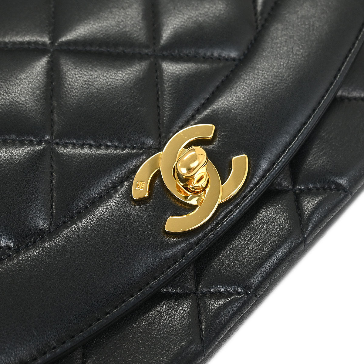 Chanel 1991-1994 Black Lambskin Small Diana Shoulder Bag