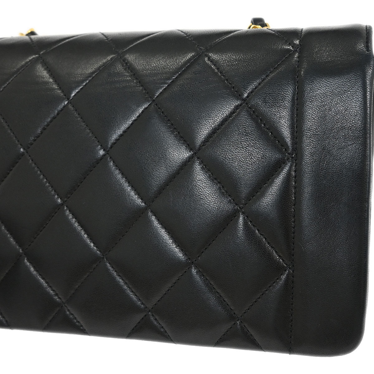 Chanel 1991-1994 Black Lambskin Small Diana Shoulder Bag