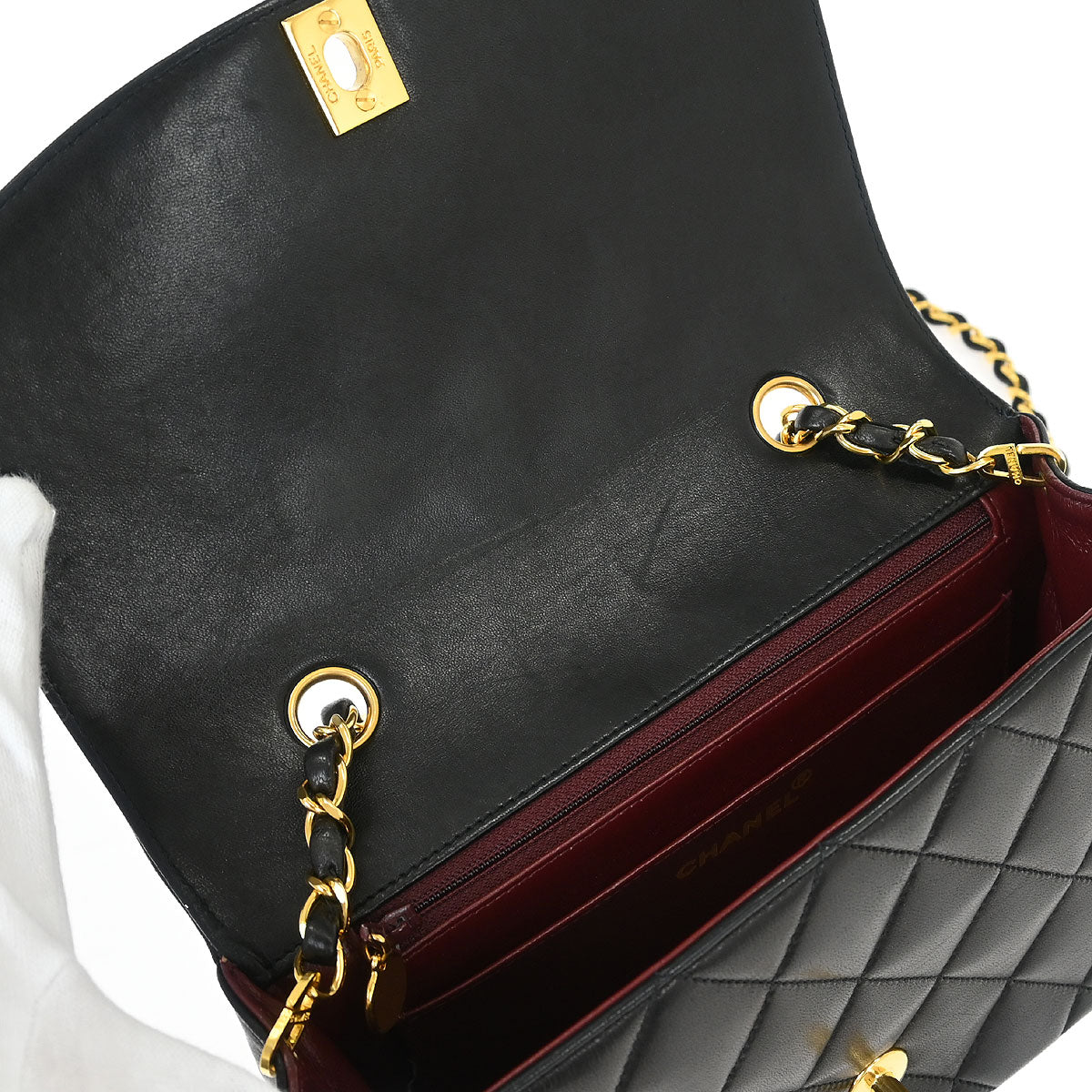 Chanel 1991-1994 Black Lambskin Small Diana Shoulder Bag