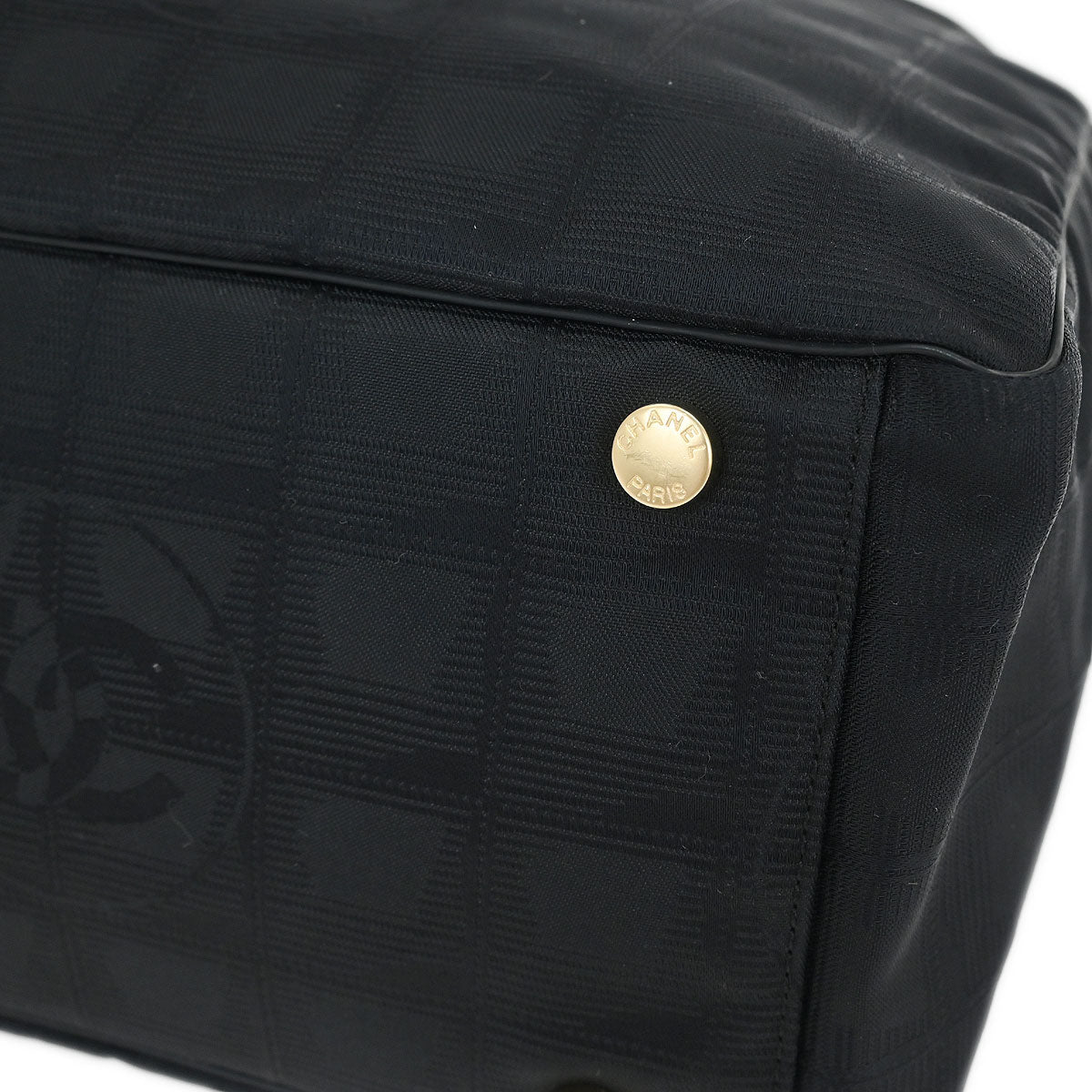 Chanel Black Jacquard Nylon New Travel Line Tote Handbag