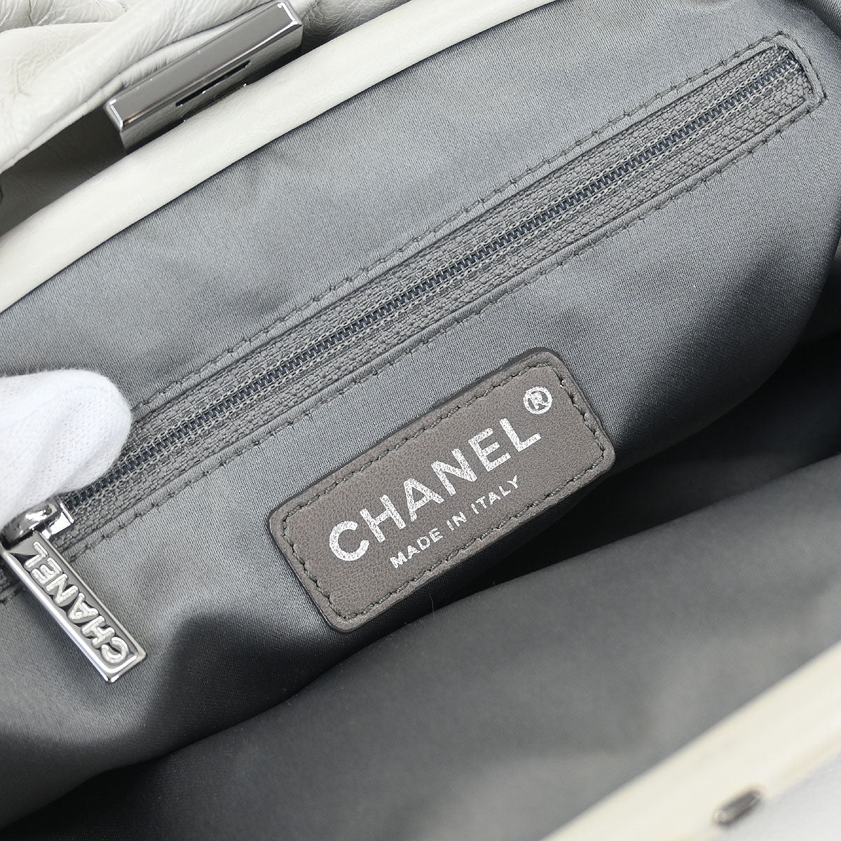 Chanel Light Gray Lambskin Handbag