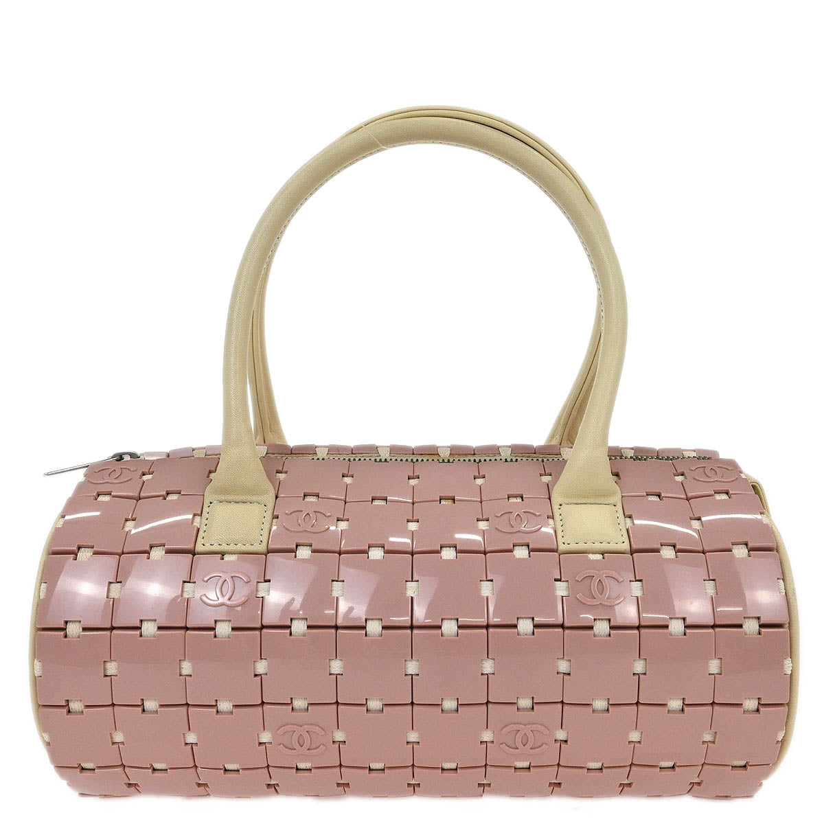 Chanel Pink Acrylic Puzzle Bag Barrel Handbag