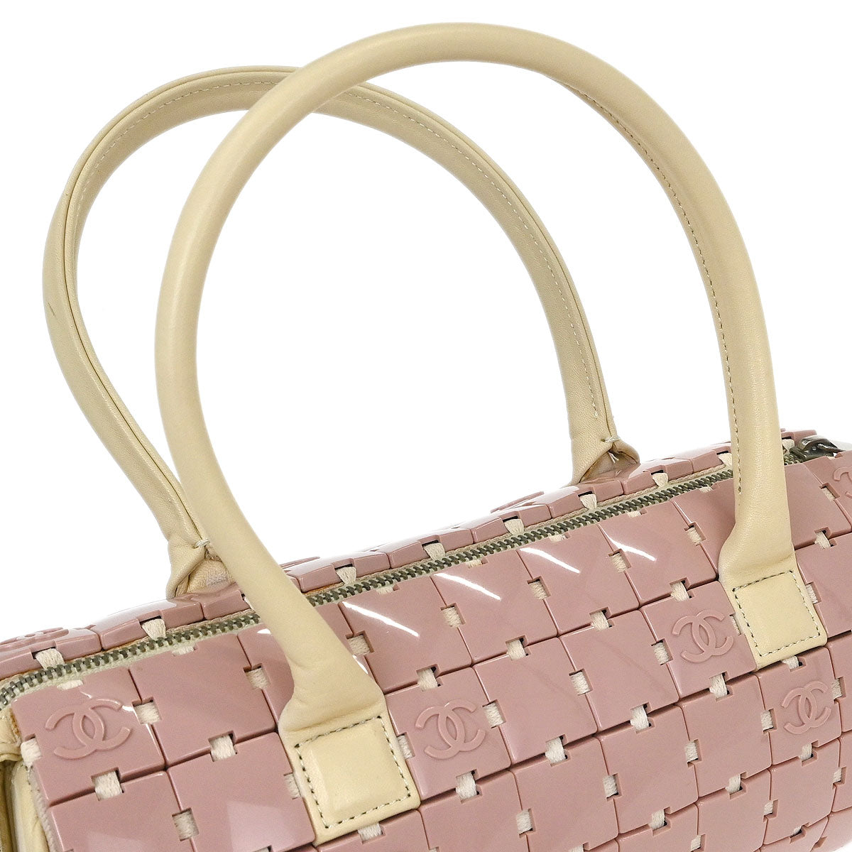 Chanel Pink Acrylic Puzzle Bag Barrel Handbag