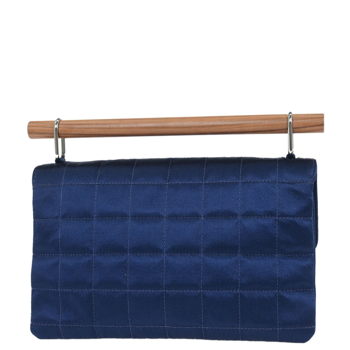 Chanel Navy Satin Mademoiselle Lock Choco Bar Handbag