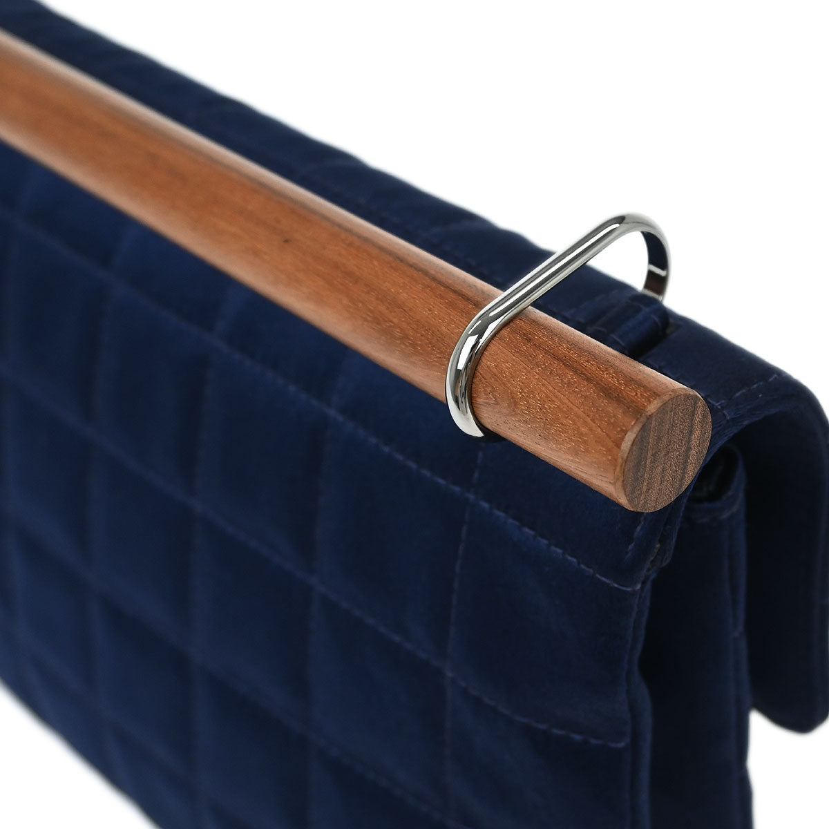 Chanel Navy Satin Mademoiselle Lock Choco Bar Handbag