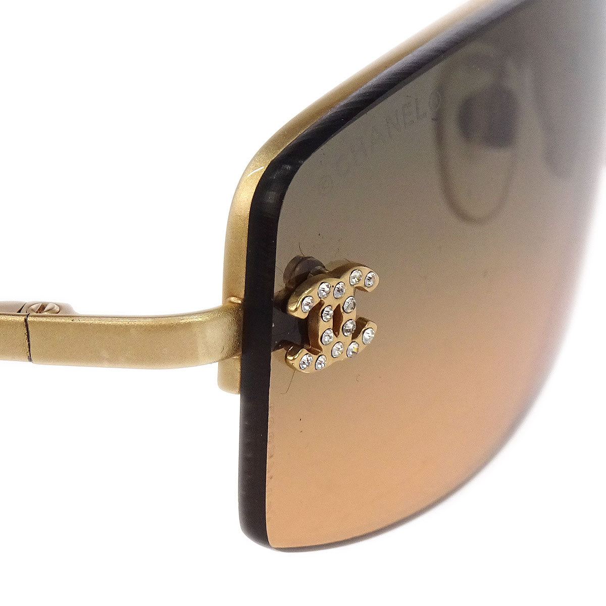 Chanel Sunglasses Eyewear Brown Rhinestone Small Good
