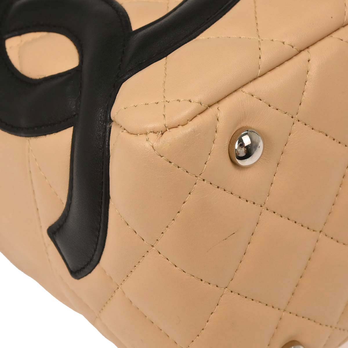 Chanel Beige Calfskin Cambon Ligne Bowling Bag
