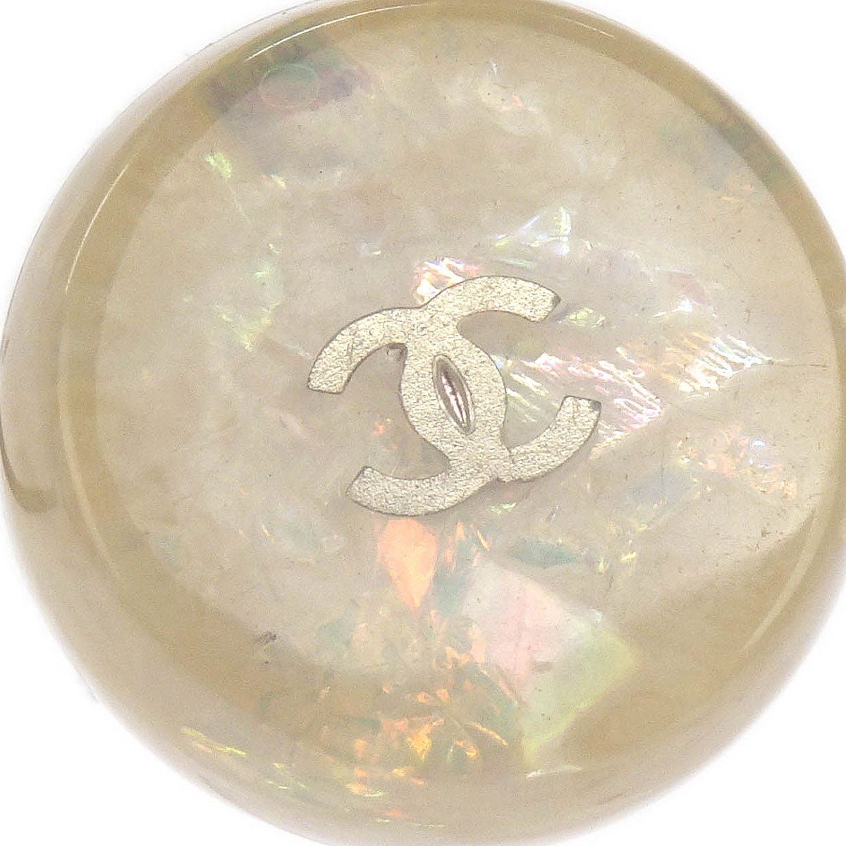 Chanel Button Earrings Clip-On White 99A
