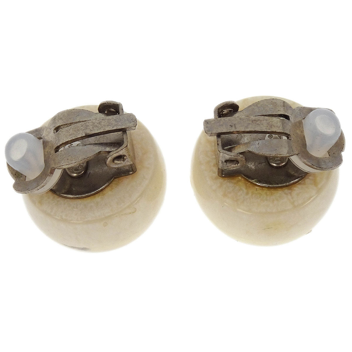 Chanel Button Earrings Clip-On White 99A