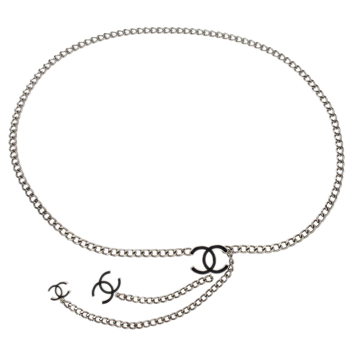 Chanel Chain Belt Silver CC Small Good 05V