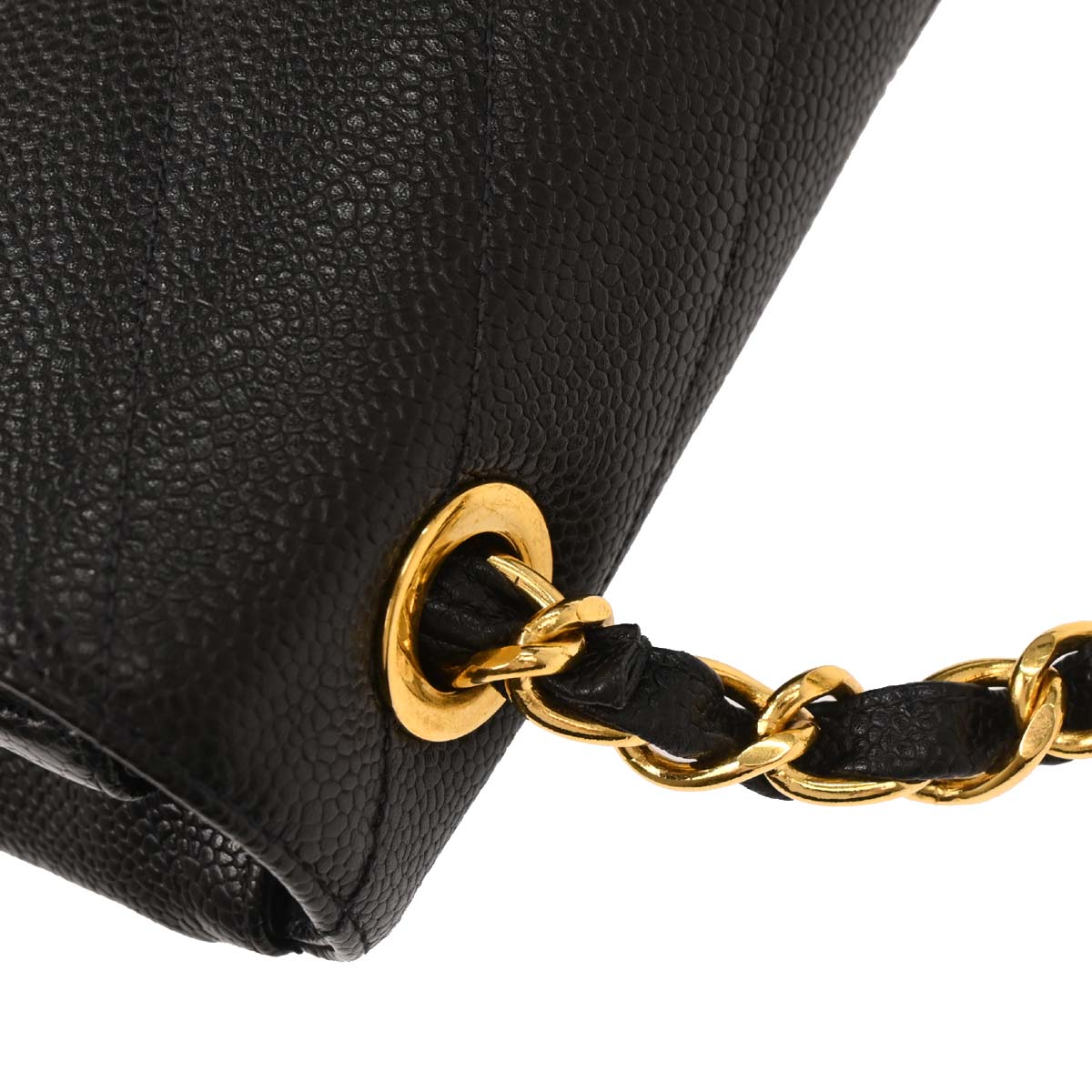Chanel Black Caviar Chevron Shoulder Bag