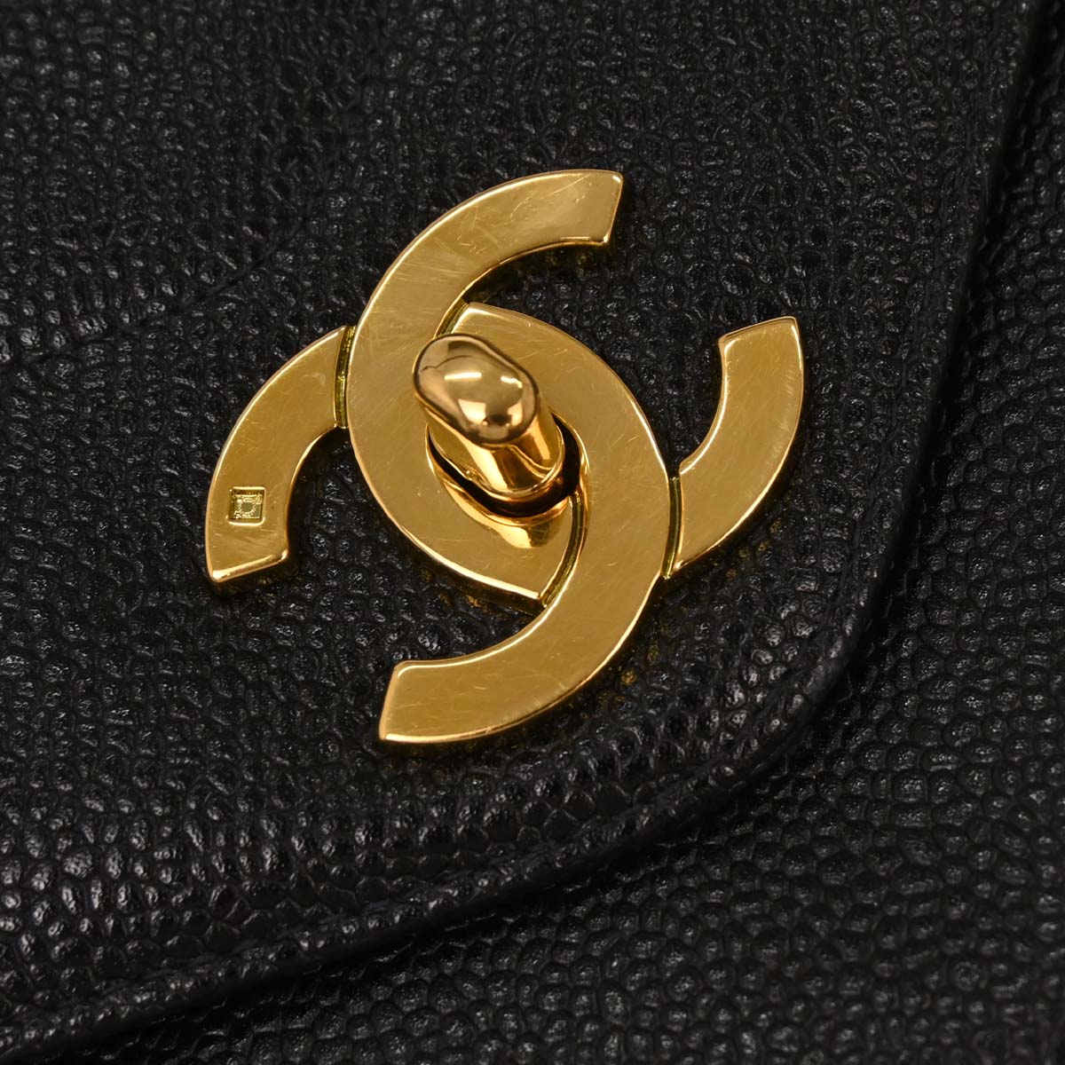 Chanel Black Caviar Chevron Shoulder Bag
