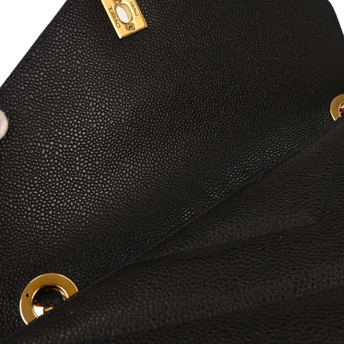 Chanel Black Caviar Chevron Shoulder Bag