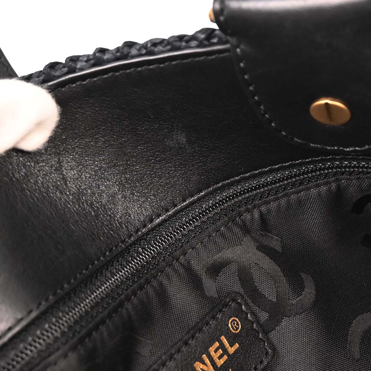Chanel Navy Straw Tote Handbag