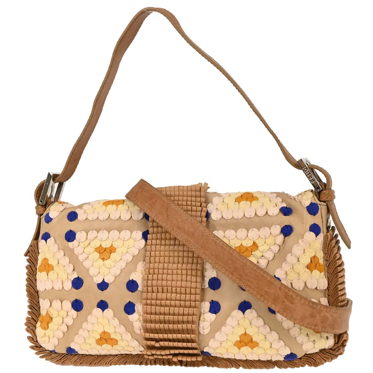 Fendi * Beige Leather Baguette Handbag