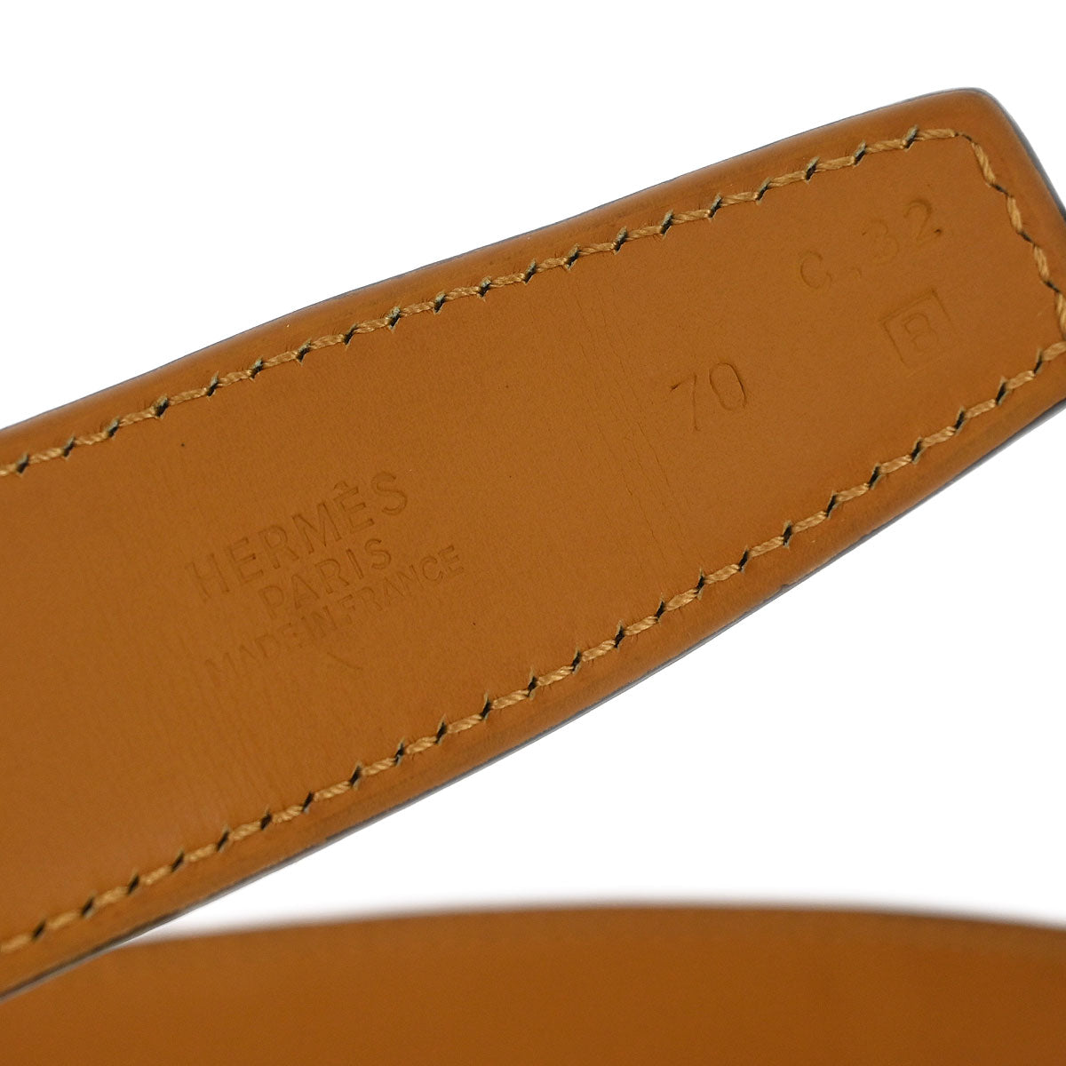 Hermes * Miel Porosus Crocodile Constance Reversible Belt #70 Small Good