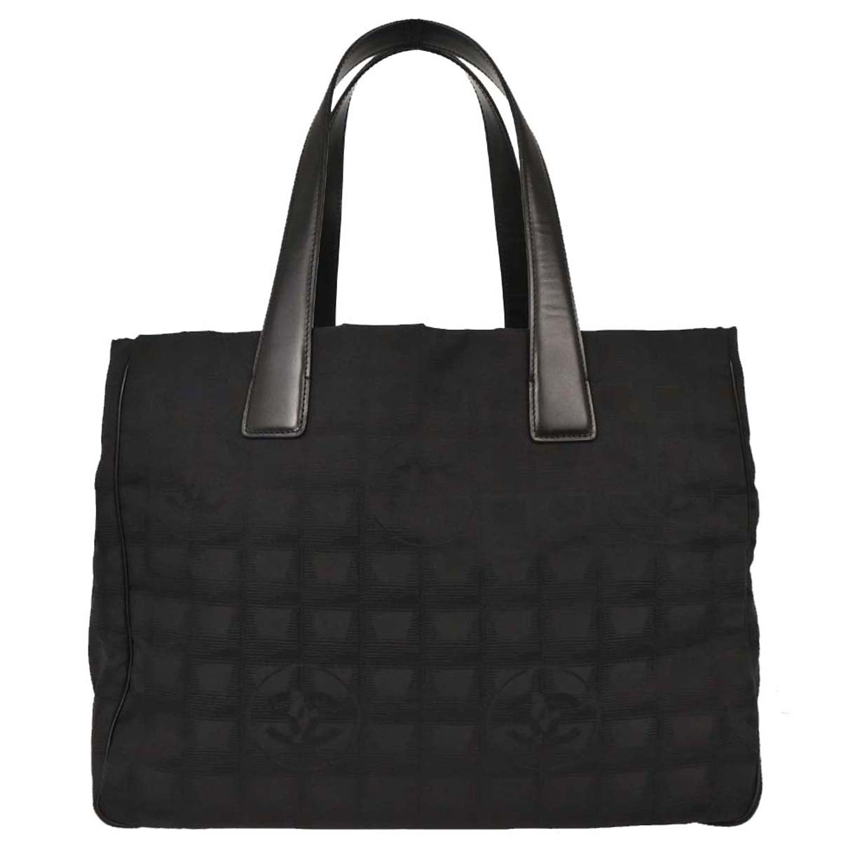 Chanel 2003-2004 Black Jacquard Nylon New Travel Line Tote Handbag