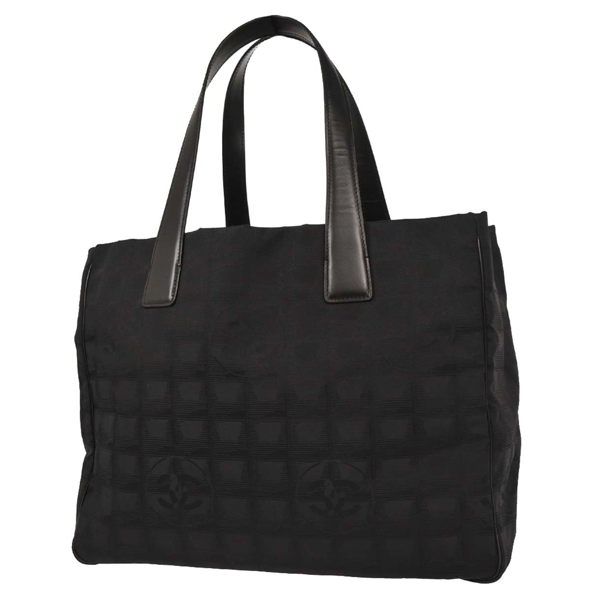 Chanel 2003-2004 Black Jacquard Nylon New Travel Line Tote Handbag