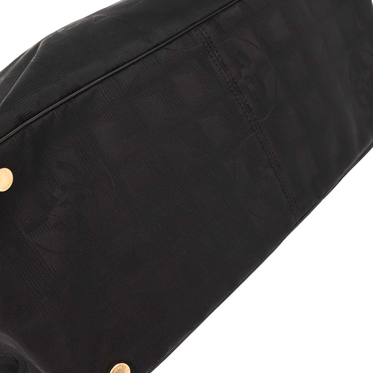 Chanel 2003-2004 Black Jacquard Nylon New Travel Line Tote Handbag