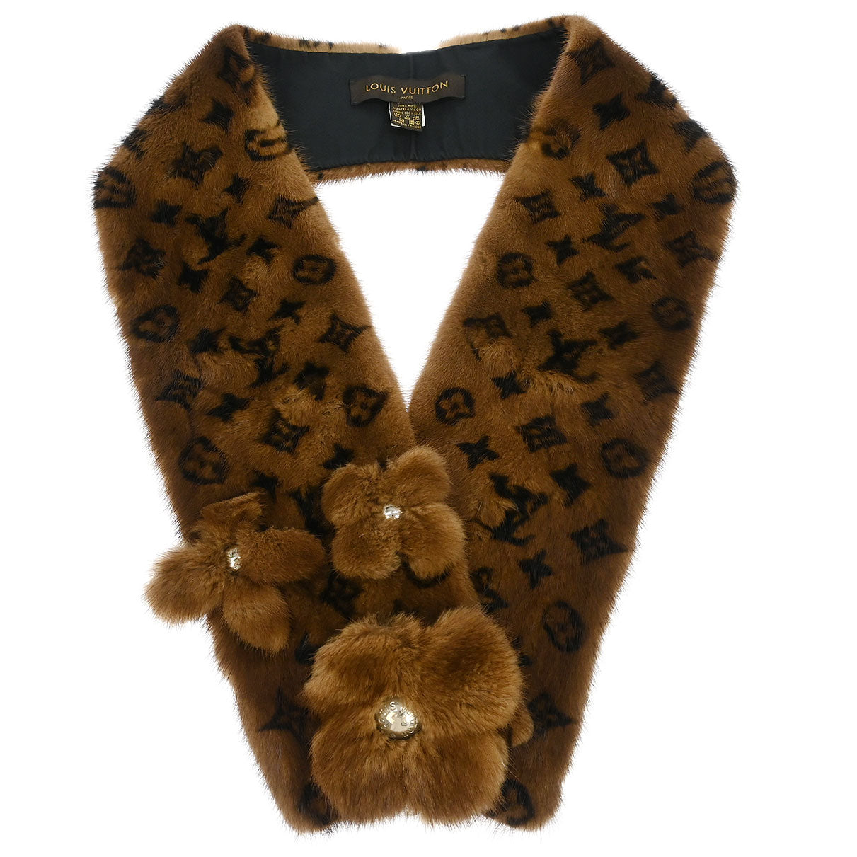 Louis Vuitton * Monogram Mink Flower Echarpe Stole