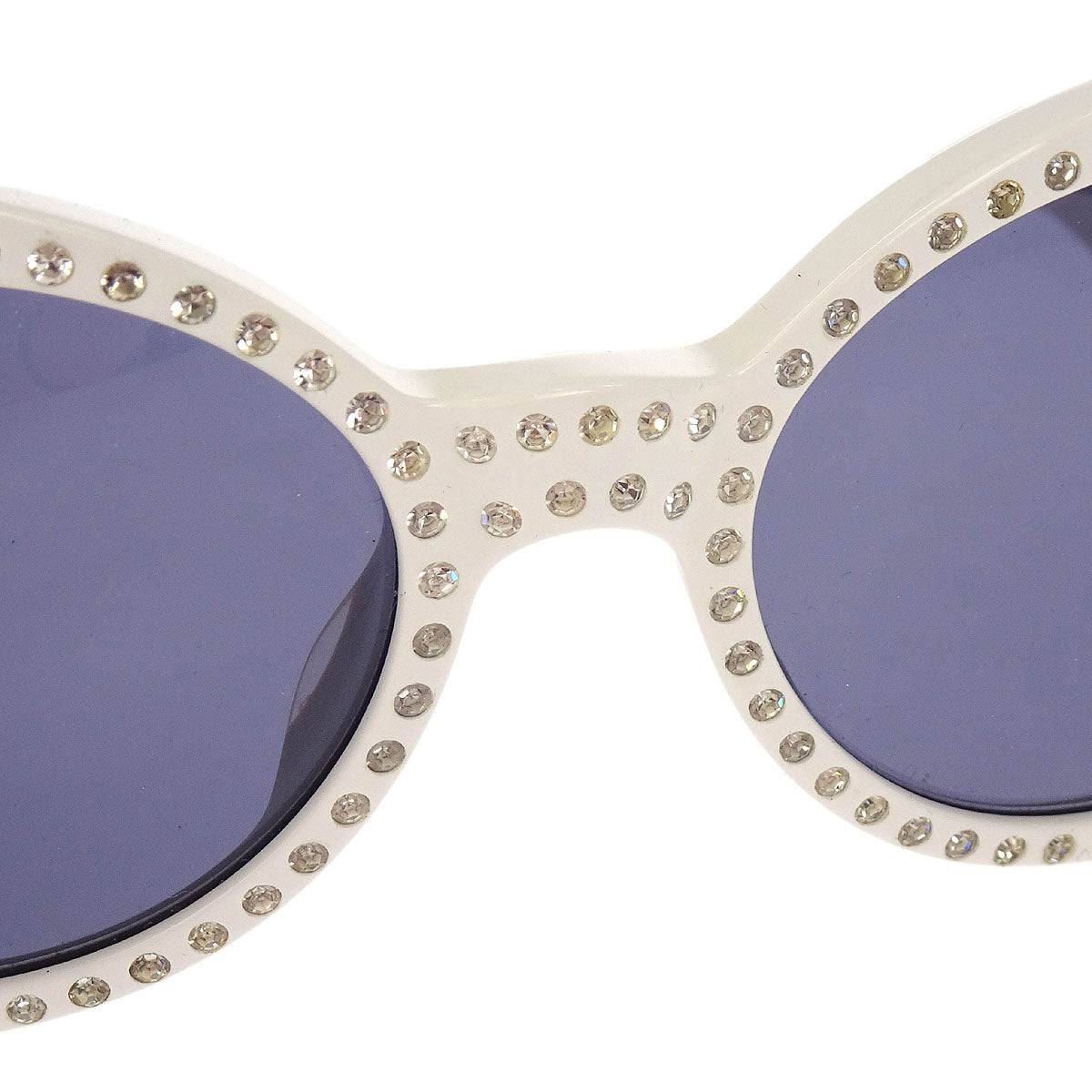 Chanel Sunglasses Eyewear Black White Rhinestone Small Good