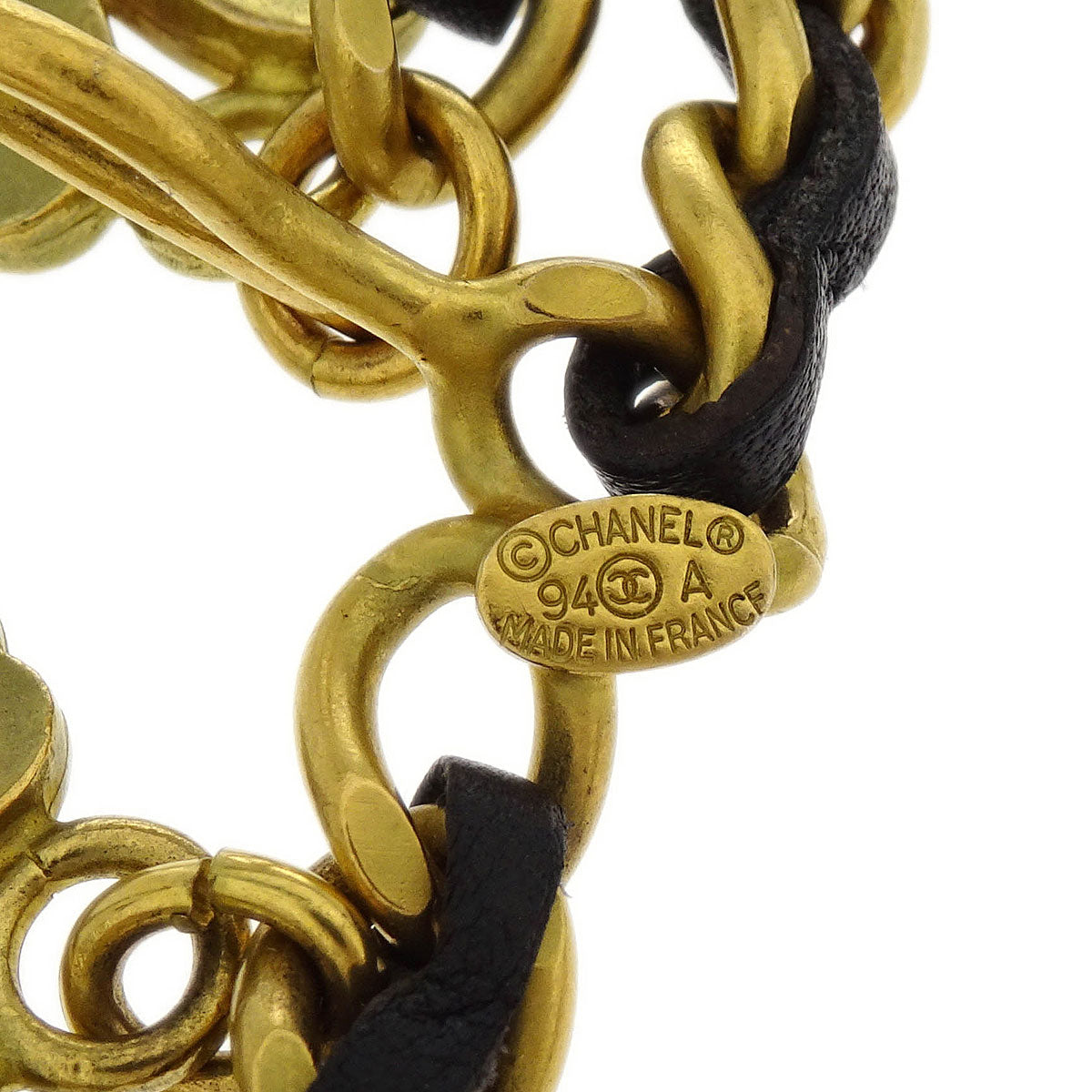 Chanel CC Icon Chain Belt Costume Pearl Gold Black 94A
