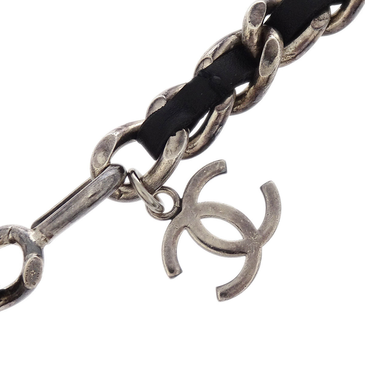 Chanel Silver Black CC Chain Belt 96P Small Good