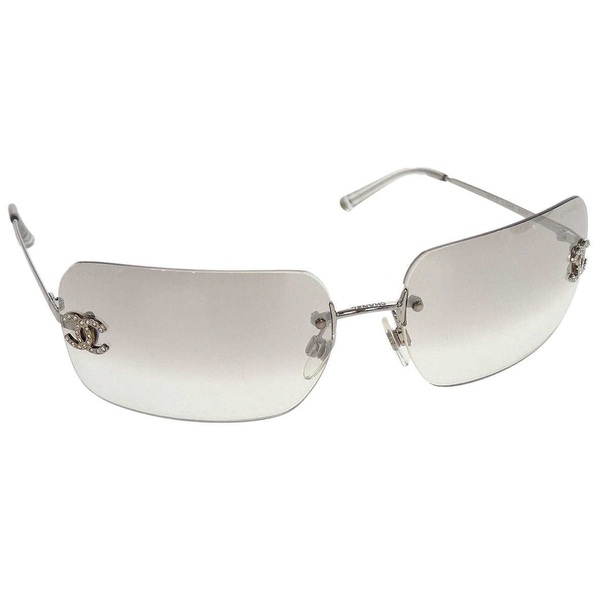 Chanel Sunglasses Eyewear Gray Rhinestone Small Good