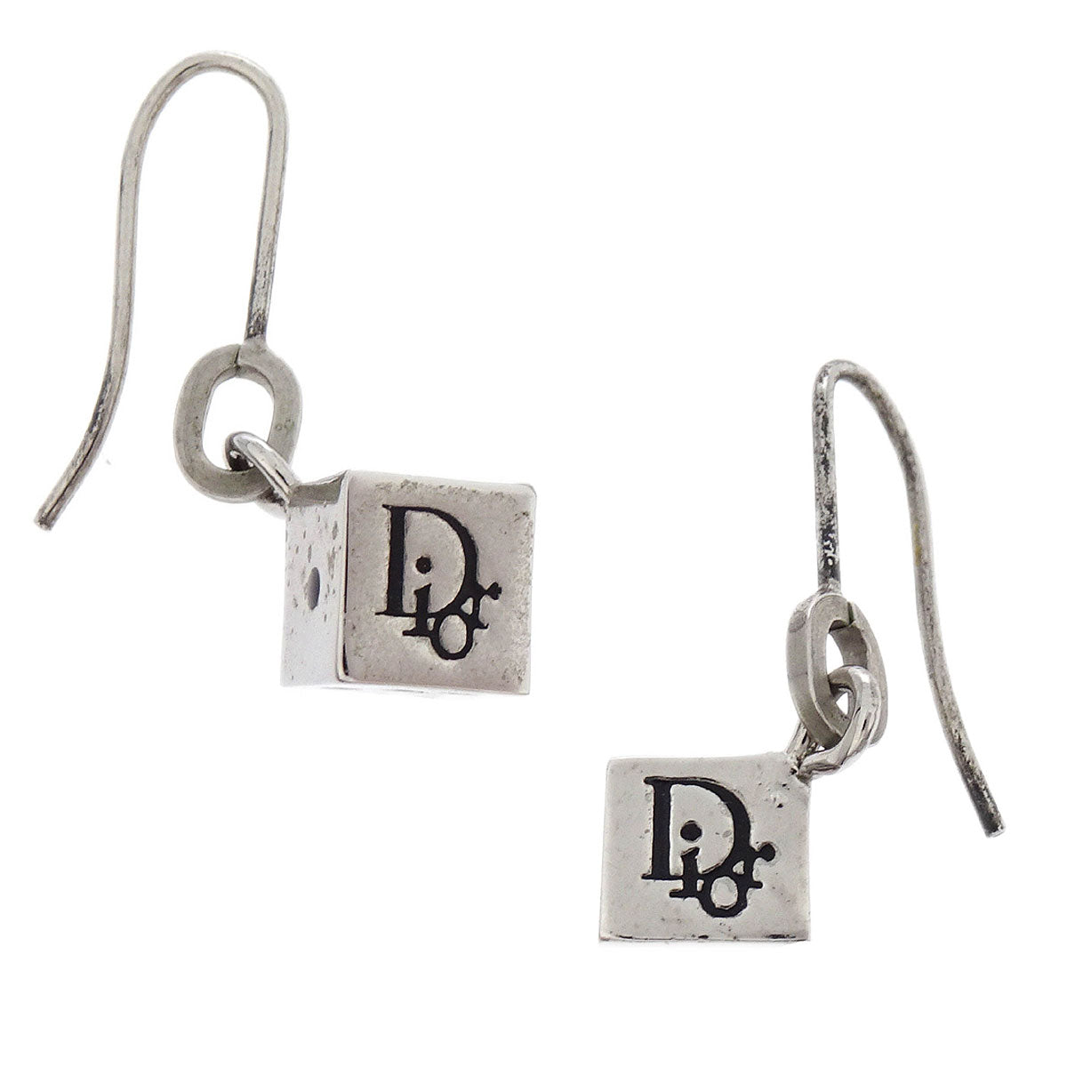 Christian Dior 2set Necklace Piercing Earrings Dice Silver