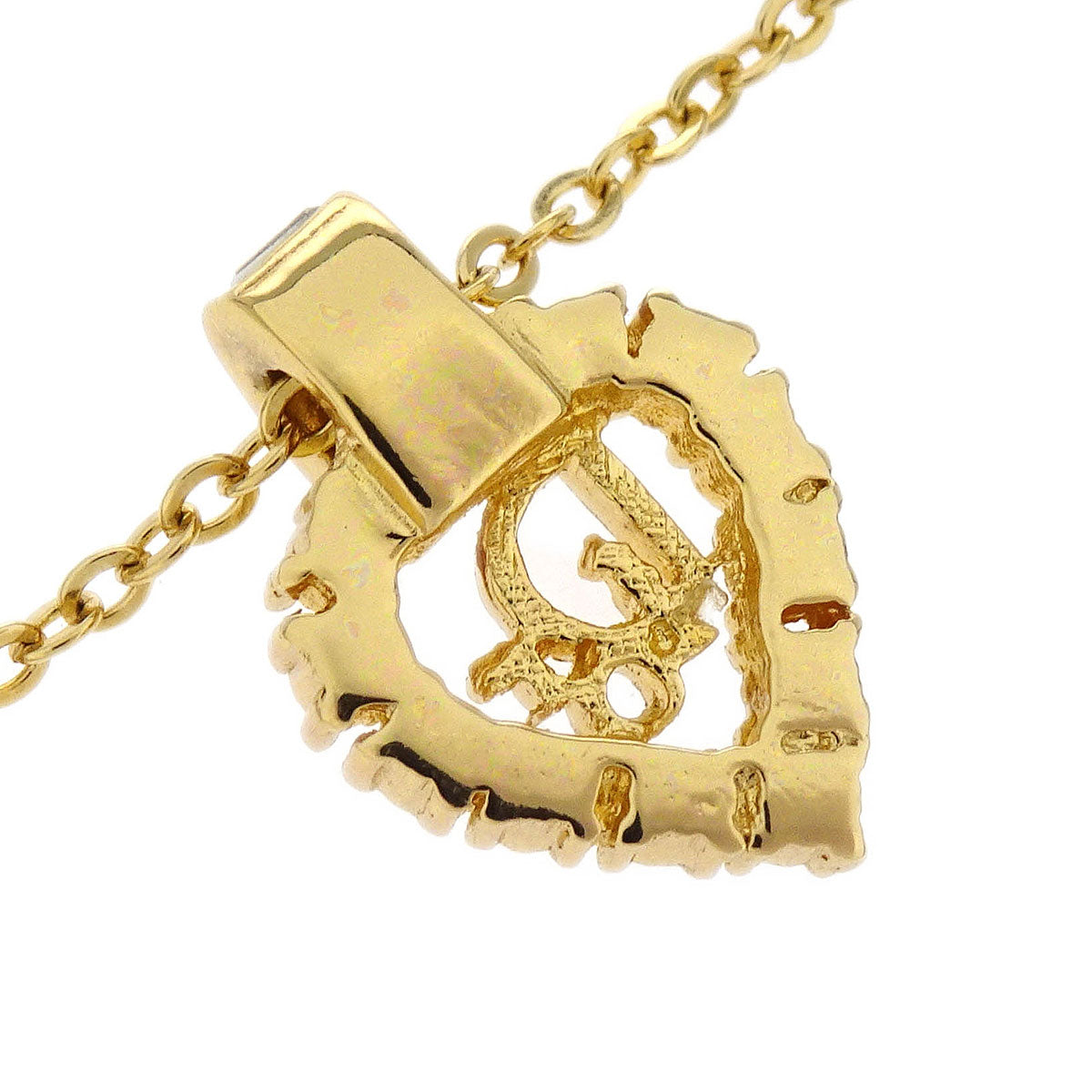 Christian Dior Necklace Pendant Gold Rhinestone