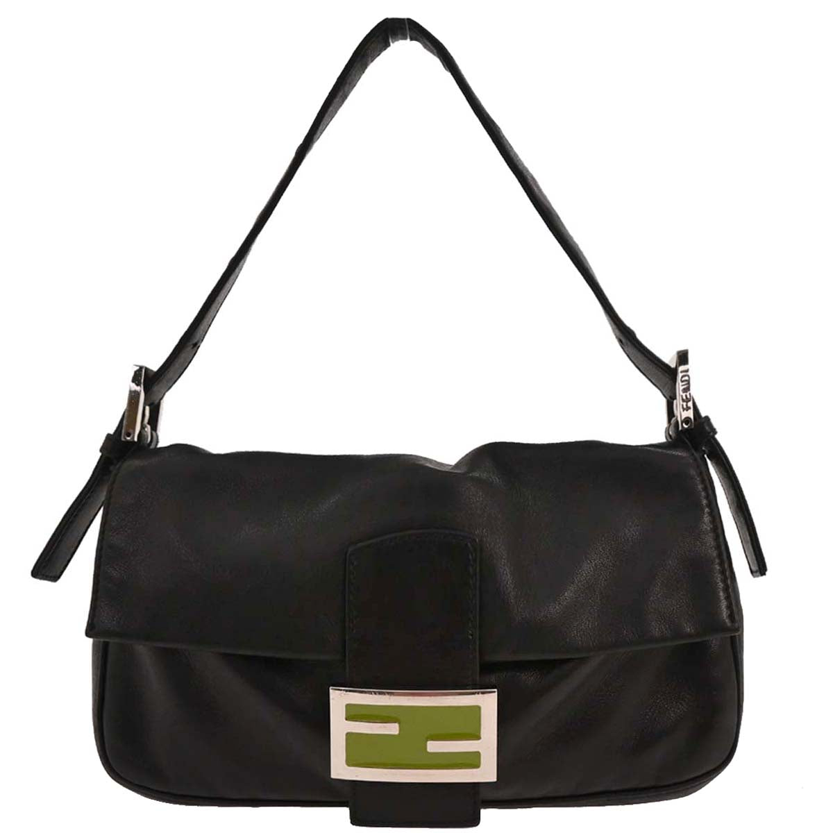 Fendi Black Lambskin Baguette Handbag